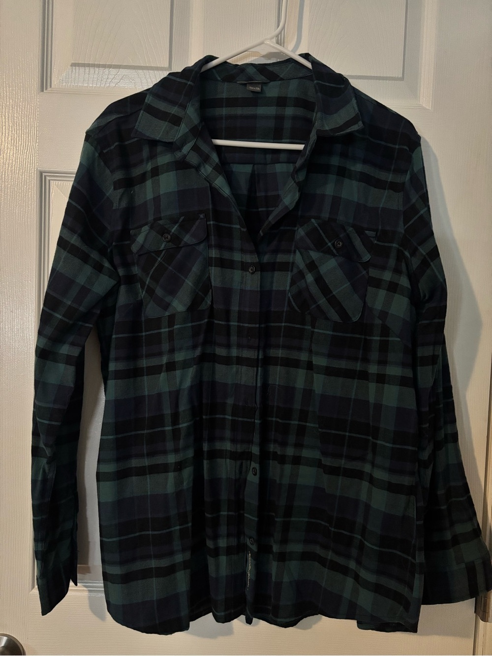 Eddie Bauer Forest Green and Black Plaid Shirt